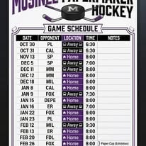 Hockey game schedule printed poster